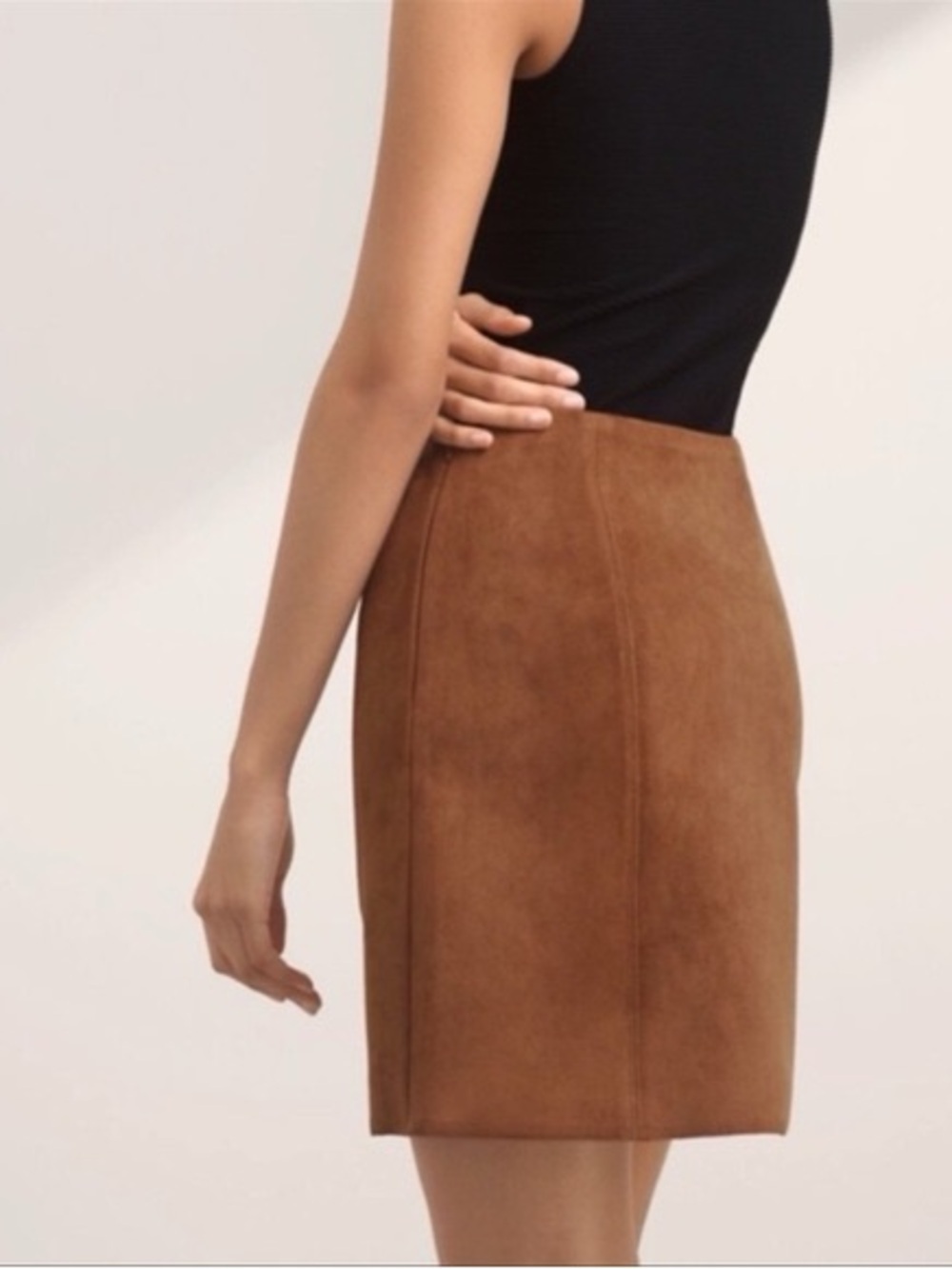 Aritzia Babaton Hopper Faux Suede Brown Mini Skirt 4 - Picture 3 of 7
